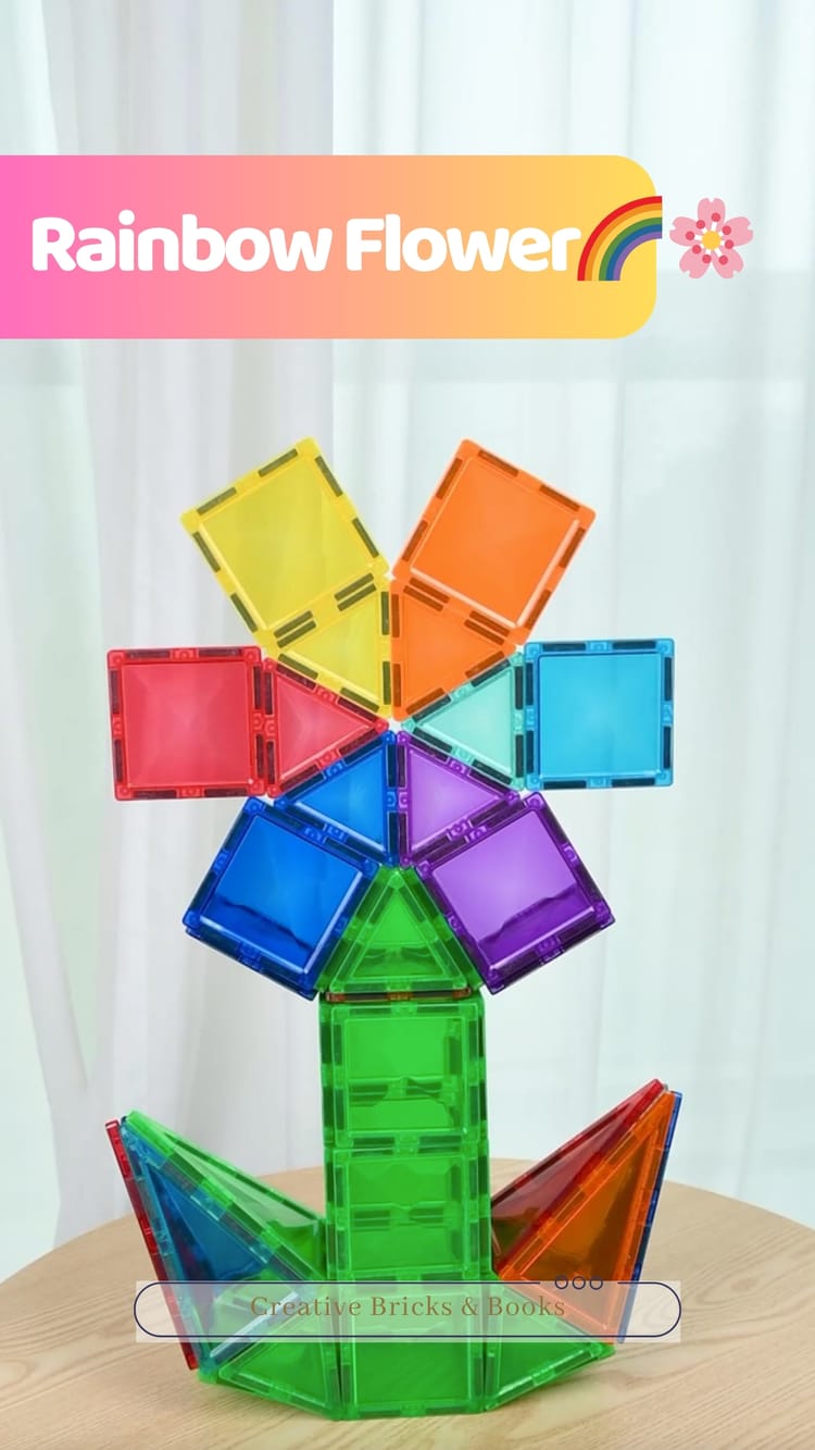 🌈 Create the Most AMAZING Rainbow Flower with Magnetic Tiles! 🌸