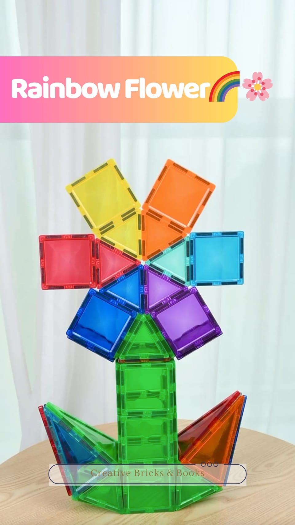 🌈 Create the Most AMAZING Rainbow Flower with Magnetic Tiles! 🌸